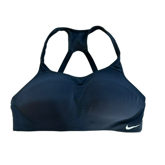 Nike Dri-Fit Racerback Sports Bra Black Size Medium High Support Comfort T-Back - Picture 1 of 5